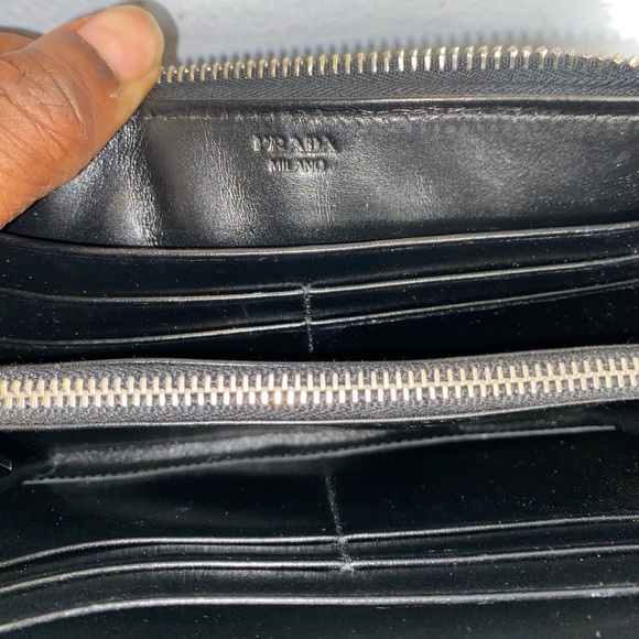 Prada Black Crystal Embellished Zip Around Wallet - Picture 7 of 15